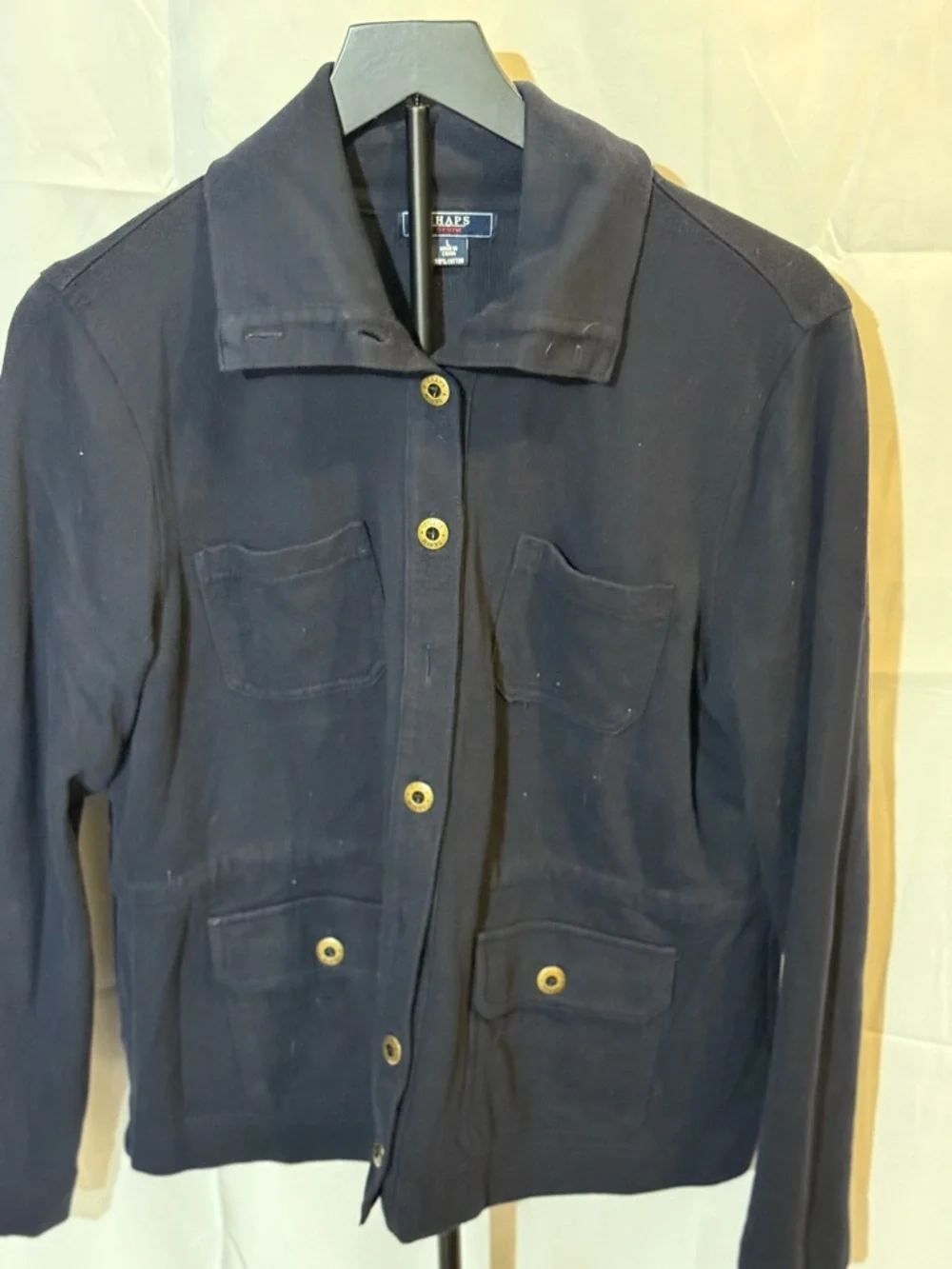 Chaps Dark Navy Utility Jacket with Button Front - Picture 2 of 6